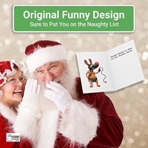 Hilarious Rudolph Christmas Greeting Card Set by Witty Yeti. 10 Pack of 5"x7" Joke Cards. Funny Adult Holiday Stocking Stuffer for Men or Women. Give the Gift of Holiday Humor to Friends and Family