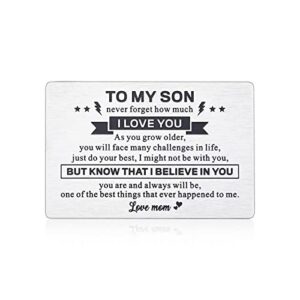 son valentines day gifts from mom teen boy christmas stocking stuffer birthday graduation wedding gifts for baby adult son boys teenagers to my son wallet card inspirational gift for step son in law