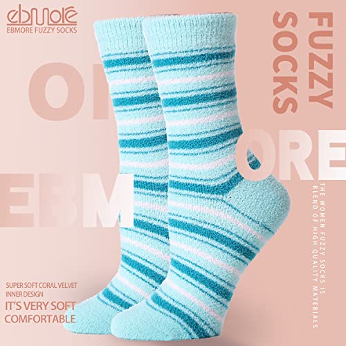 EBMORE Womens Fuzzy Socks Slipper Soft Cabin Plush Warm Fluffy Winter Christmas Sleep Stocking Stuffers Cozy Adult Socks（Unicorn(5 Pairs)）