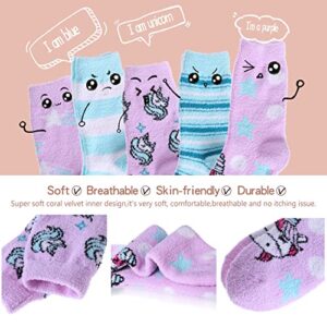 EBMORE Womens Fuzzy Socks Slipper Soft Cabin Plush Warm Fluffy Winter Christmas Sleep Stocking Stuffers Cozy Adult Socks（Unicorn(5 Pairs)）