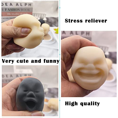 AWANGLUO Squishy Fidget Sensory Stress Human face Toys for Adults Teens Kids,Decompression Anxiety Relief Toy,Funny Gift for Birthday,Christmas,Stocking Stuffer Gift (Happy, White)