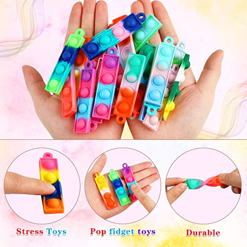 100Pcs Pop Fidget Toys Keychain, Party Favors For Kids 4-8, Mini Bubble Fidget Toys Pack Stress Relief Sensory Toys For Boys Girls Adults Classroom Prizes Goodie Bag Pinata Christmas Stocking Stuffers