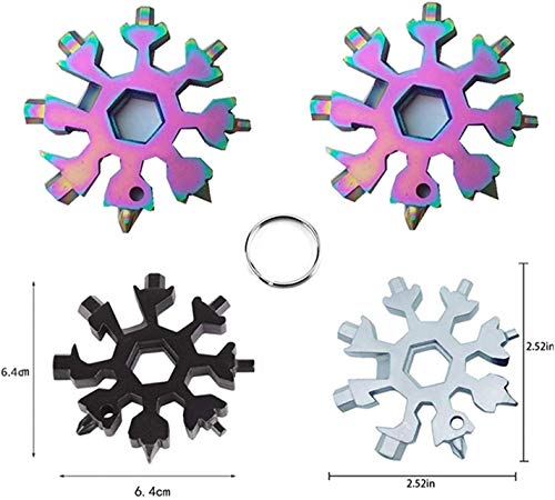 3 Pack Snowflake 18-in-1 Multi Tool, Stainless Steel Snowflake Bottle Opener/Flat Phillips Screwdriver Kit/Wrench, Durable and Portable to Take