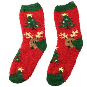 October Elf 6 Pairs Adult Christmas Holiday Socks Warm Winter Cozy Socks (One size, E)