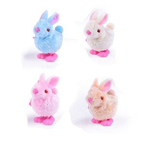 wamsole bunny and jumping chick wind up toys novelty chicken hopping windup toy for kids toddlers adult easter egg hunt basket stocking stuffers party favors goody bag fillers gifts (rabbit)