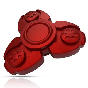 solid metal fidget spinner sensory novelty hand finger spinning toy stocking stuffers ideas add adhd stress relief and anxiety relieves reducer for kids and adults. (red)