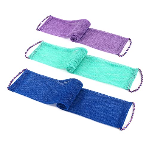 3 PCS African Exfoliating Net,African Net Sponge,Exfoliating Body Scrubber Back Scrubber for Shower,Exfoliating Washcloth African Net Bath Sponge Exfoliating Net for Men Women Daily Shower Bathing