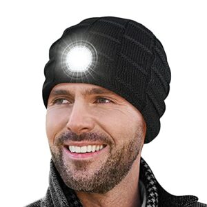 led beanie with light gifts for men: valentines day gifts for him birthday gift for dad grandpa husband brother boyfriend him adult teens – soft warm headlamp hat for camping fishing hunting