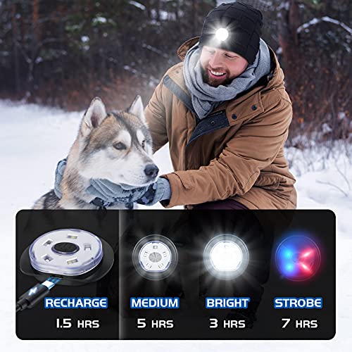 LED Beanie with Light Gifts for Men: Valentines Day Gifts for Him Birthday Gift for Dad Grandpa Husband Brother Boyfriend Him Adult Teens - Soft Warm Headlamp Hat for Camping Fishing Hunting