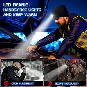 LED Beanie with Light Gifts for Men: Valentines Day Gifts for Him Birthday Gift for Dad Grandpa Husband Brother Boyfriend Him Adult Teens - Soft Warm Headlamp Hat for Camping Fishing Hunting