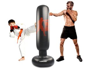 lqmosu inflatable punching bag for kids and adult – 63″ freestanding extra large boxing bag with air pump karate & mma gifts, stocking stuffers for boys girls men