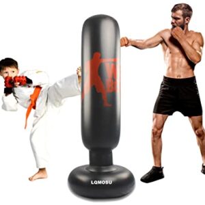 LQMOSU Inflatable Punching Bag for Kids and Adult - 63" Freestanding Extra Large Boxing Bag with Air Pump Karate & MMA Gifts, Stocking Stuffers for Boys Girls Men