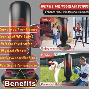 LQMOSU Inflatable Punching Bag for Kids and Adult - 63" Freestanding Extra Large Boxing Bag with Air Pump Karate & MMA Gifts, Stocking Stuffers for Boys Girls Men