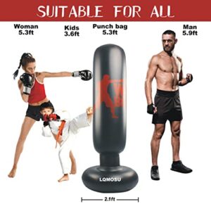 LQMOSU Inflatable Punching Bag for Kids and Adult - 63" Freestanding Extra Large Boxing Bag with Air Pump Karate & MMA Gifts, Stocking Stuffers for Boys Girls Men