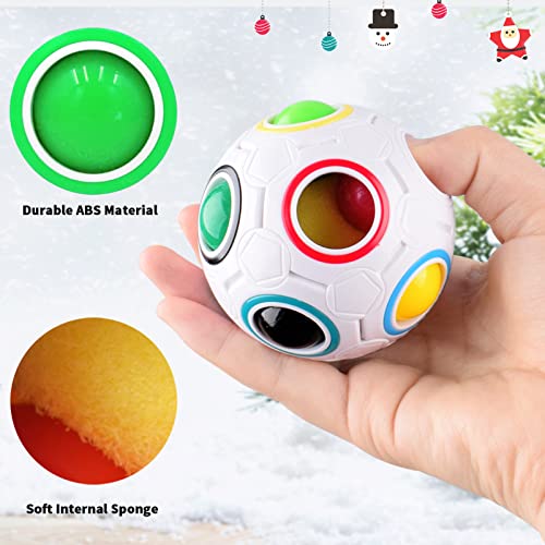 DPTOYZ Magic Rainbow Puzzle Ball Fidget Ball, Speed Cube Ball Fun Stress Reliever Magic Ball Brain Teaser Fidget Toys for Boys and Girls - Christmas Stocking Stuffers for Kids Teen & Adults