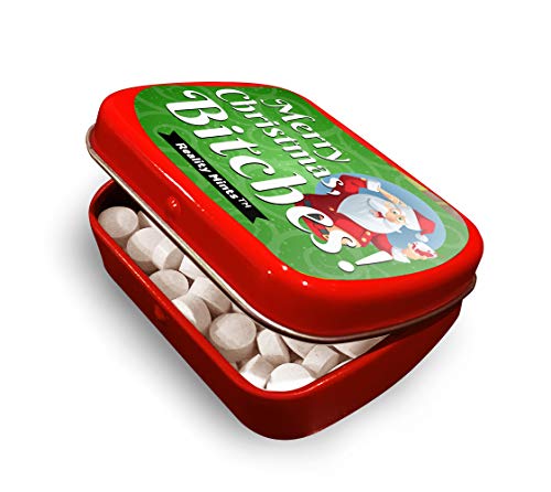 Merry Christmas Bitches Mints Cute Holiday Gags for Friends Men Women Weird Stocking Stuffers for Adults Peppermint Breath Mints Secret Santa White Elephant Drunk Santa Office Christmas
