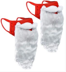 encased (2 pack) face mask funny bearded holiday santa costume for adults for christmas 2021 (one size fits all)