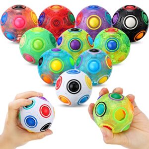 10 pcs rainbow puzzle ball magic rainbow ball fidget toys ball stress reliever for teens and adults, boys and girls, birthday christmas stocking stuffers toy