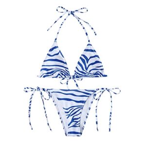 HSSDH Women's Ribbed Triangle Thong Bikini Set Sexy Two Piece Swimsuit Bathing Suit #aal221216- *321-stocking Stuffers for Adults