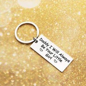 Christmas Gifts Womens Mens Stocking Stuffers for Dad Women Men Adults Stockings Stuffer Daddy Gifts from Daughter Ill Always Be Your Little Girl Keychain Daddy And Daughter