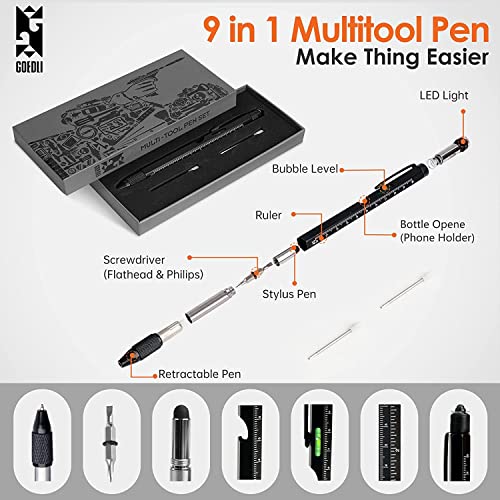 Stocking Stuffers Gifts for Men,GOEDLI 9 in 1 Multitool Pen Set,Christmas Cool Gadgets Mens Gifts-Unique Mens Gifts Ideas for Him,Husband,Dad,Grandpa,Teens,Adults,Boys,Boyfriend