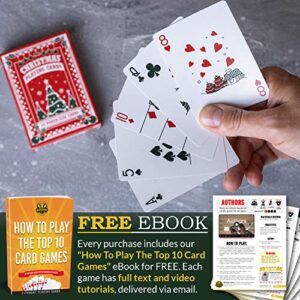 Christmas Playing Cards, Cute Designs for Family Fun with Free Card Game eBook! Great Stocking Stuffer Gift Under 15 Dollars, Premium Poker Card Deck, Bright Colors for Kids & Adults, Standard Size