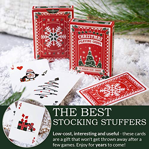 Christmas Playing Cards, Cute Designs for Family Fun with Free Card Game eBook! Great Stocking Stuffer Gift Under 15 Dollars, Premium Poker Card Deck, Bright Colors for Kids & Adults, Standard Size