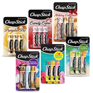 chapstick fan favorites flavored lip balm tubes – 0.15 oz (box of 6 packs of 3)