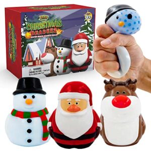 yoya toys christmas squishies beadeez – water beads squeeze balls for anxiety & stress relief, focus, & relaxation, slow rising toys for kids & adults, great gift, 3-pack holiday squishes set