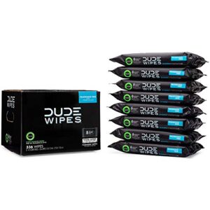 dude wipes flushable adult wipes – 8 pack, 336 wipes – unscented moist wet wipes with vitamin-e & aloe for at-home use – septic and sewer safe