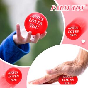 20 Pcs Jesus Loves You Stress Balls Red Stress Reliver Toys Valentines Party Favor Foam Bouncy Balls Bulk Squishy Fidget Balls for Valentine Party Bag Gift Fillers Stocking Stuffers, 1.57 Inch