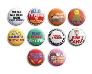 panic attacks awareness pinback buttons (10 pack) – stocking stuffers premium quality gift ideas for children, teens, & adults – corporate giveaways & party favors