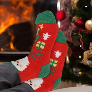 Gellwhu Adult Christmas Fuzzy Socks with Grips Plus Size Warm Winter Luxury Cozy Fluffy Holiday Socks Stocking Stuffers Gifts 10 Pairs C