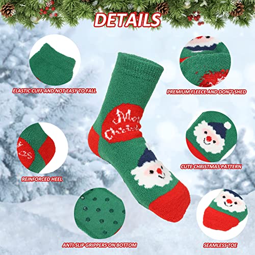 Gellwhu Adult Christmas Fuzzy Socks with Grips Plus Size Warm Winter Luxury Cozy Fluffy Holiday Socks Stocking Stuffers Gifts 10 Pairs C