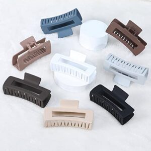 4.1 Inch Large Hair Claw Clips 8 Pcs Rectangle Hair Clips Big Hair Clips for Thick Hair Nonslip Rectangular Hair Clips Acrylic Banana Jaw Clips Hair Accessories for Women and Girls (Blue Brown)