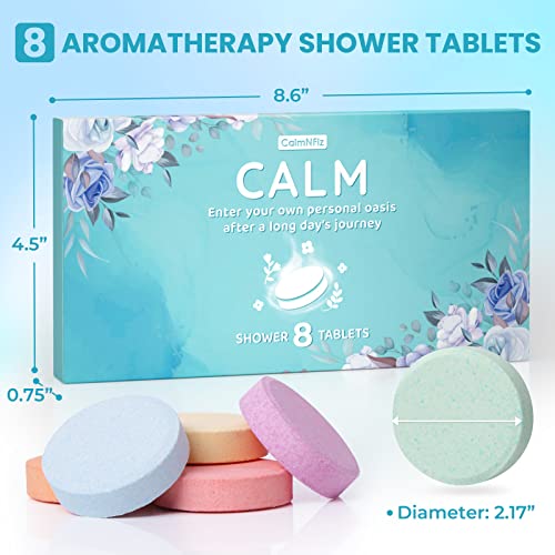 CalmNFiz Shower Steamers Aromatherapy Gift Set- 8 Pack Bath Bombs Gift for Mom with Essential Oil for Home SPA, Self-Care, Relaxation - Mother's Day, Birthday Gifts for Women Who Have Everything