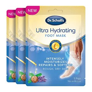 dr. scholl’s ultra hydrating foot mask 3 pack , intensely moisturizes repairs and softens rough dry skin with urea, 3 count 1 pair