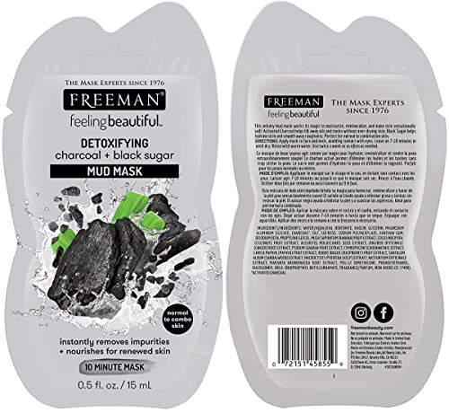 FREEMAN Facial Mask Variety Set: Clay, Peel-Off, Gel, & Mud Masks, Clearing, Hydrating, Detoxifying & Rejuvenating Skincare Essentials, Travel Facial Mask Kit, 12 Count