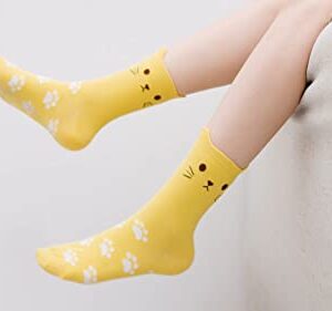 5 Pairs Women's Fun Socks Cute Cat Animals Funny Funky Novelty Cotton Gift (Cute Cat) Size: Free size 22.5-25.5cm Suitable for women US Size 5-8