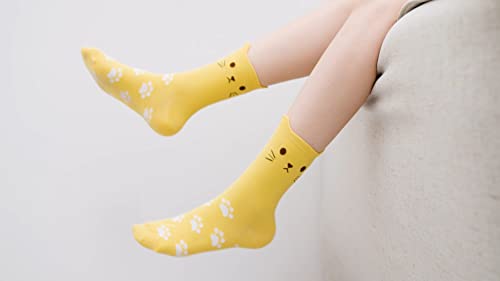 5 Pairs Women's Fun Socks Cute Cat Animals Funny Funky Novelty Cotton Gift (Cute Cat) Size: Free size 22.5-25.5cm Suitable for women US Size 5-8