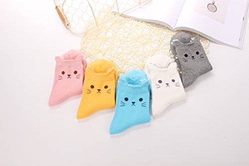 5 Pairs Women's Fun Socks Cute Cat Animals Funny Funky Novelty Cotton Gift (Cute Cat) Size: Free size 22.5-25.5cm Suitable for women US Size 5-8