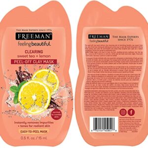 FREEMAN Facial Mask Variety Pack: Oil Absorbing and Anti Stress Clay, Detoxifying Charcoal Mud, Clearing Peel Off, Hydrating Gel Cream Beauty Face Masks, 6 count