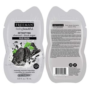 FREEMAN Facial Mask Variety Pack: Oil Absorbing and Anti Stress Clay, Detoxifying Charcoal Mud, Clearing Peel Off, Hydrating Gel Cream Beauty Face Masks, 6 count