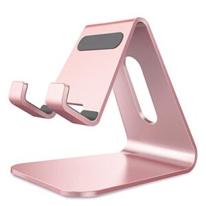 creadream cell phone stand, cradle, holder, aluminum desktop stand compatible with switch, all smart phone, iphone 11 pro xs max xr x se 8 7 6 6s plus se 5 5s-rose gold