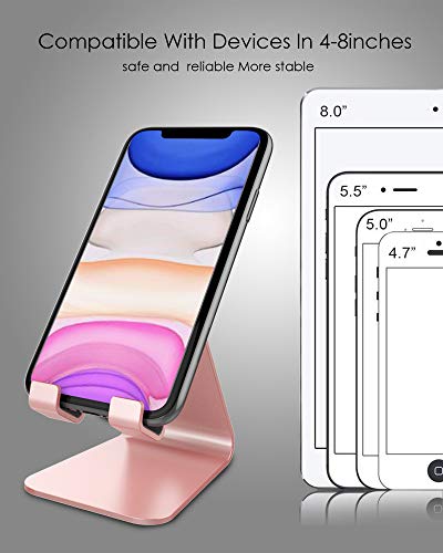 CreaDream Cell Phone Stand, Cradle, Holder, Aluminum Desktop Stand Compatible with Switch, All Smart Phone, iPhone 11 Pro Xs Max Xr X Se 8 7 6 6s Plus SE 5 5s-Rose Gold