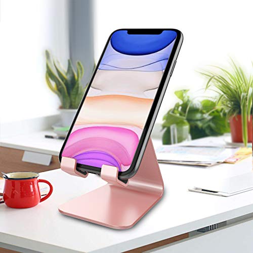 CreaDream Cell Phone Stand, Cradle, Holder, Aluminum Desktop Stand Compatible with Switch, All Smart Phone, iPhone 11 Pro Xs Max Xr X Se 8 7 6 6s Plus SE 5 5s-Rose Gold