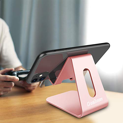 CreaDream Cell Phone Stand, Cradle, Holder, Aluminum Desktop Stand Compatible with Switch, All Smart Phone, iPhone 11 Pro Xs Max Xr X Se 8 7 6 6s Plus SE 5 5s-Rose Gold