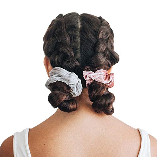 Kitsch Scrunchies for Women's Hair - Velvet Hair Scrunchies | Large Hair Ties for Women | Hair Tie Scrunchies for Girls | Cute Scrunchie & Sleepy Tie | Hair Bands & Ponytail Holders, 5pc (BlushMauve)