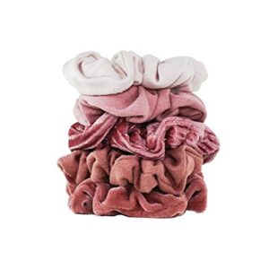 Kitsch Scrunchies for Women's Hair - Velvet Hair Scrunchies | Large Hair Ties for Women | Hair Tie Scrunchies for Girls | Cute Scrunchie & Sleepy Tie | Hair Bands & Ponytail Holders, 5pc (BlushMauve)