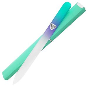 glass nail file with case, czech glass fingernail files, manicure nail file for natural nails, expert precision filing + smooth finish – bona fide beauty pastel premium nail filer